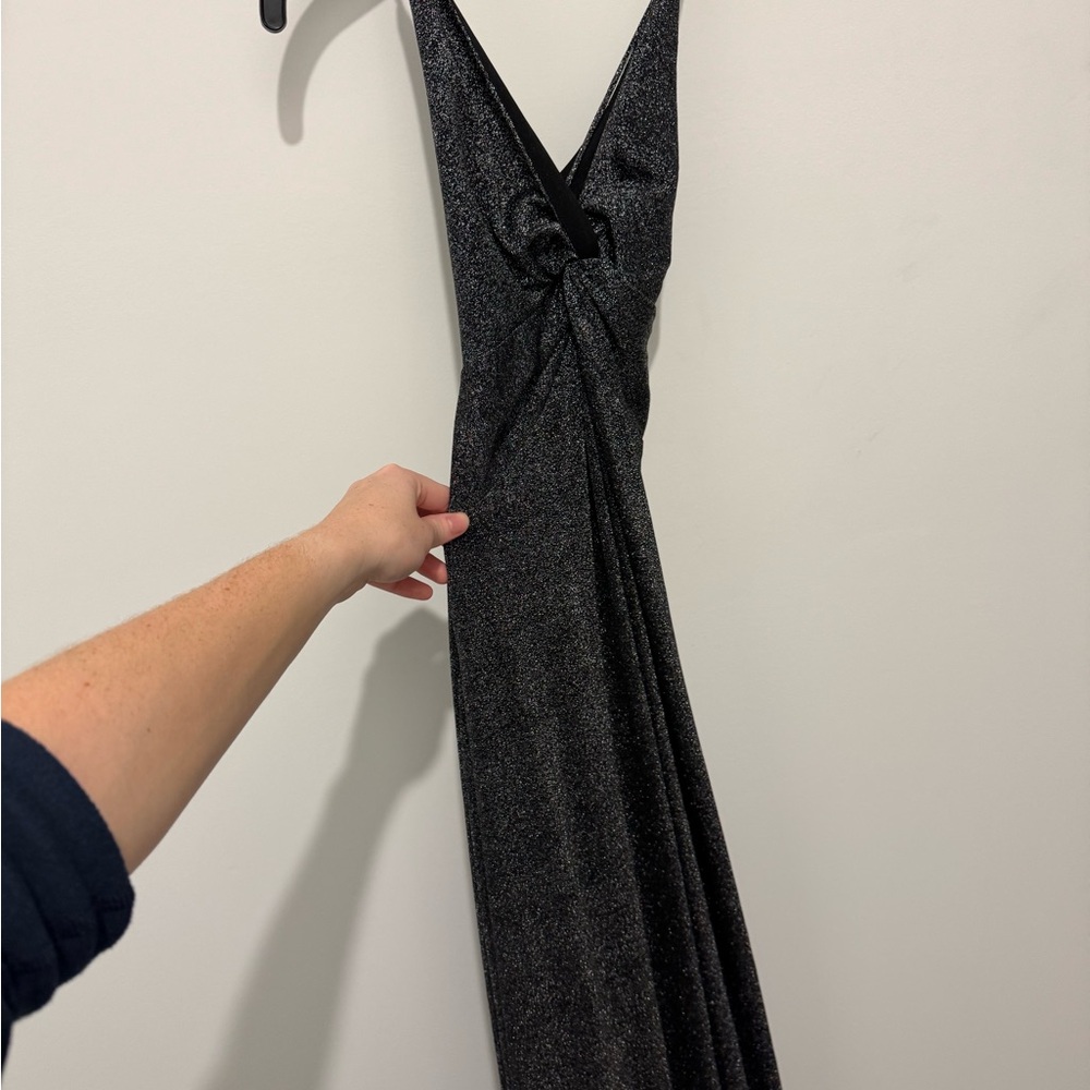 Showpo Shimmering Black Backless Dress